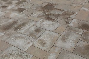 Alkali stain on the cement floor tile